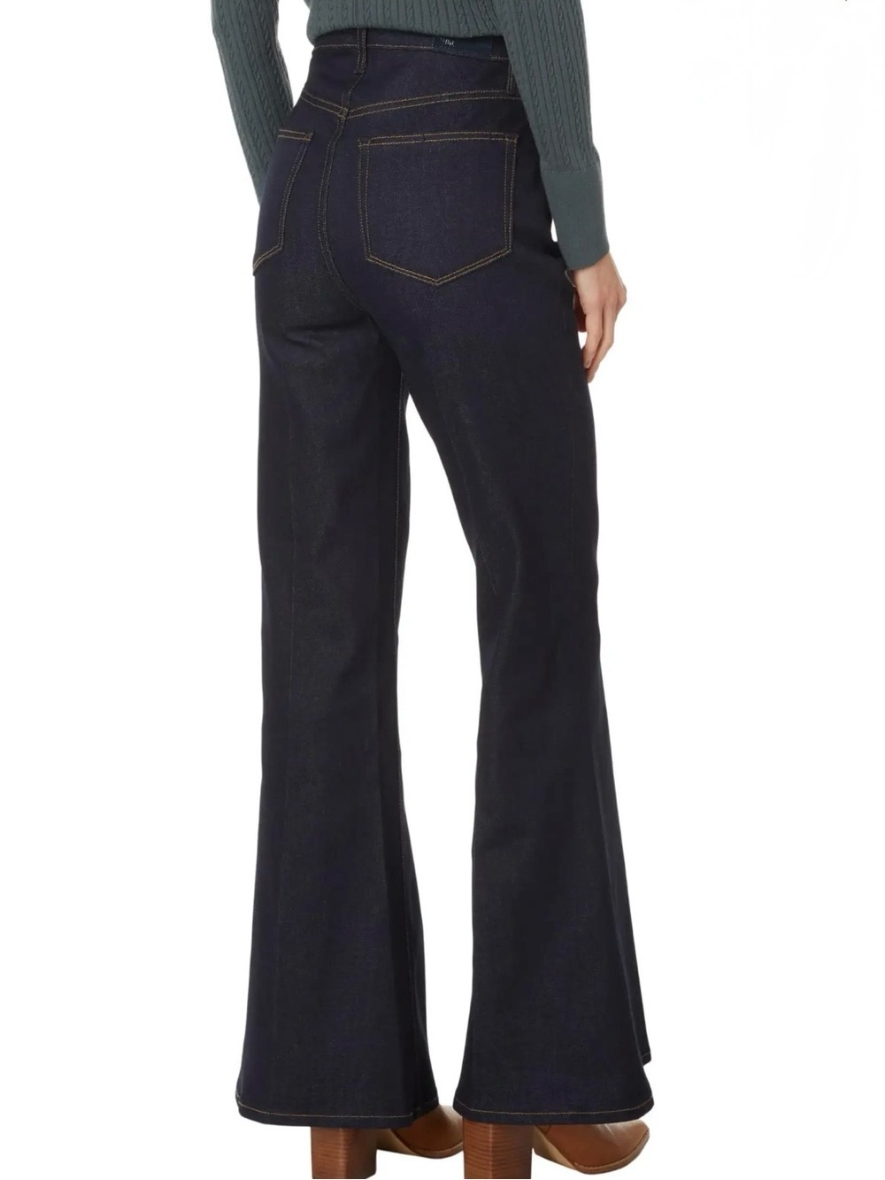 PAIGE Dark Wash High Rise Flare Jeans Wide Leg Retro Denim - Picture 3 of 13